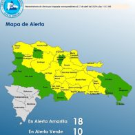 COE coloca 18 provincias en alerta amarilla y 10 en verde