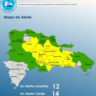 COE aumenta 12 las provincias en alerta amarilla y 14 en verde