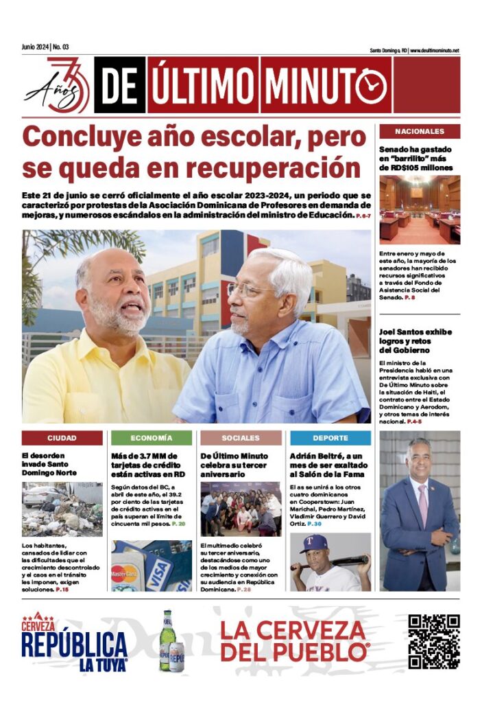 Portada. Tercera edición De Último Minuto impresa - Junio 2024