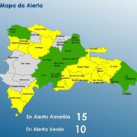 COE eleva a alerta amarilla 14 provincias y el Distrito Nacional