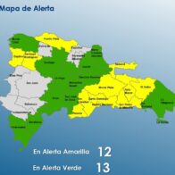 COE mantiene 11 provincias y al DN en alerta amarilla y a 13 en verde