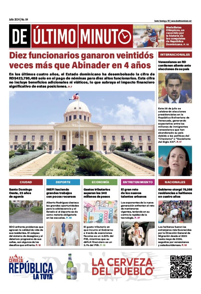 Portada de De Último Minuto impresa edición julio 2024. La cuarta edición.