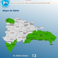 Disminuyen niveles de alerta meteorológica; COE mantiene 13 provincias en alerta verde
