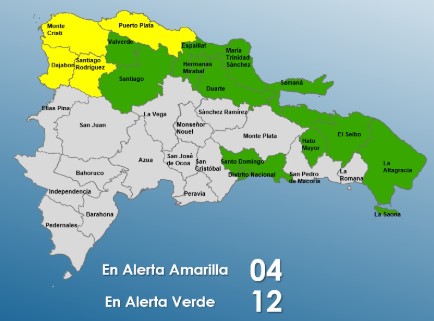 COE activa alertas amarilla y verde en 16 provincias