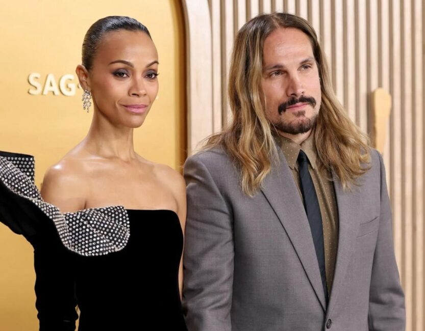 Zoe Saldaña y su esposo deslumbran a su llegada a la alfombra de los SAG Awards