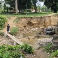 Se desploma puente en localidad de Licey al Medio de Santiago