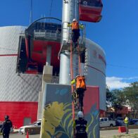 Realizan simulacro en el teleférico de Santiago