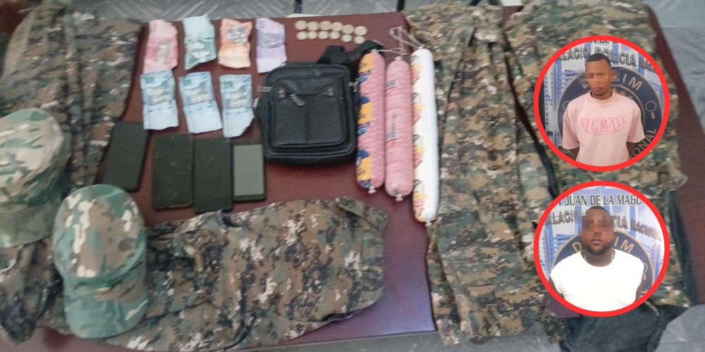 Policía Nacional apresa a tres personas usando indumentaria militar en San Juan