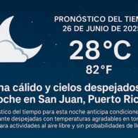 Clima cálido y cielos despejados esta noche en San Juan, Puerto Rico
