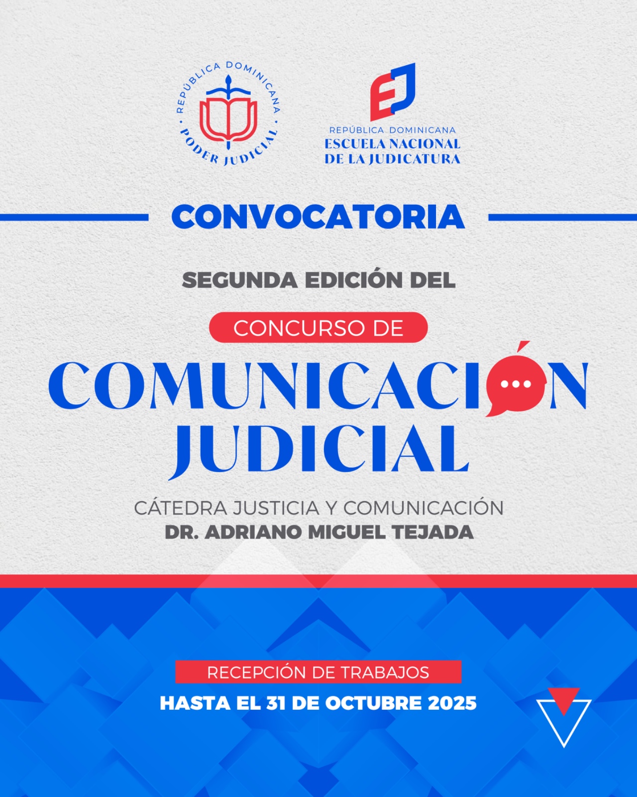 Poder Judicial y ENJ convocan periodistas al segundo concurso Comunicación Judicial doctor Adriano Miguel Tejada