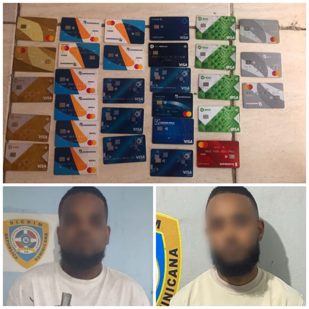 PN apresa “El Tuerto” y “Papacito” en flagrante delito por presunto fraude con tarjetas bancarias en Santiago