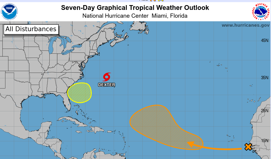 La tormenta tropical Dexter surge en el Atlántico estadounidense