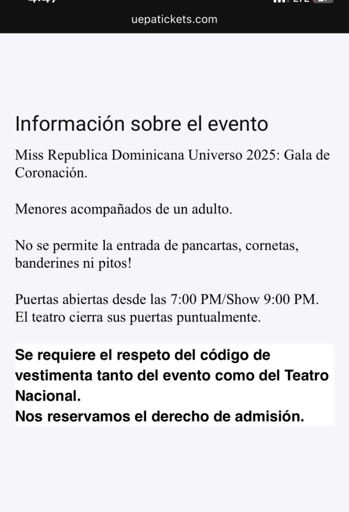 Vestimenta formal, puntualidad y buen comportamiento: requisitos para asistir al Miss RD Universo