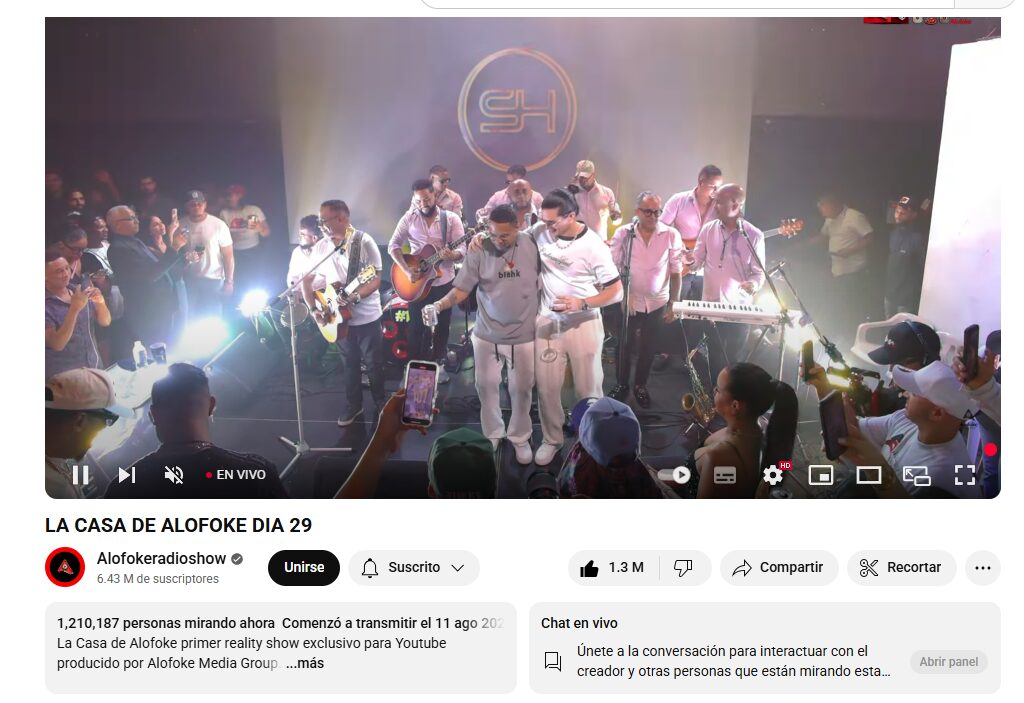La Casa de Alofoke logra conectar a más de 1.2 millones de dispositivos en el día 29