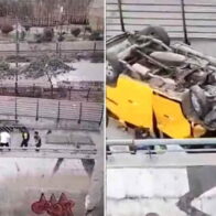 ocho heridos deja caída de vehículo desde un puente en centro histórico de Lima