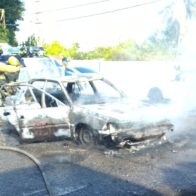 Se incendia vehículo de la ruta CJ27 en Pontezuela Santiago