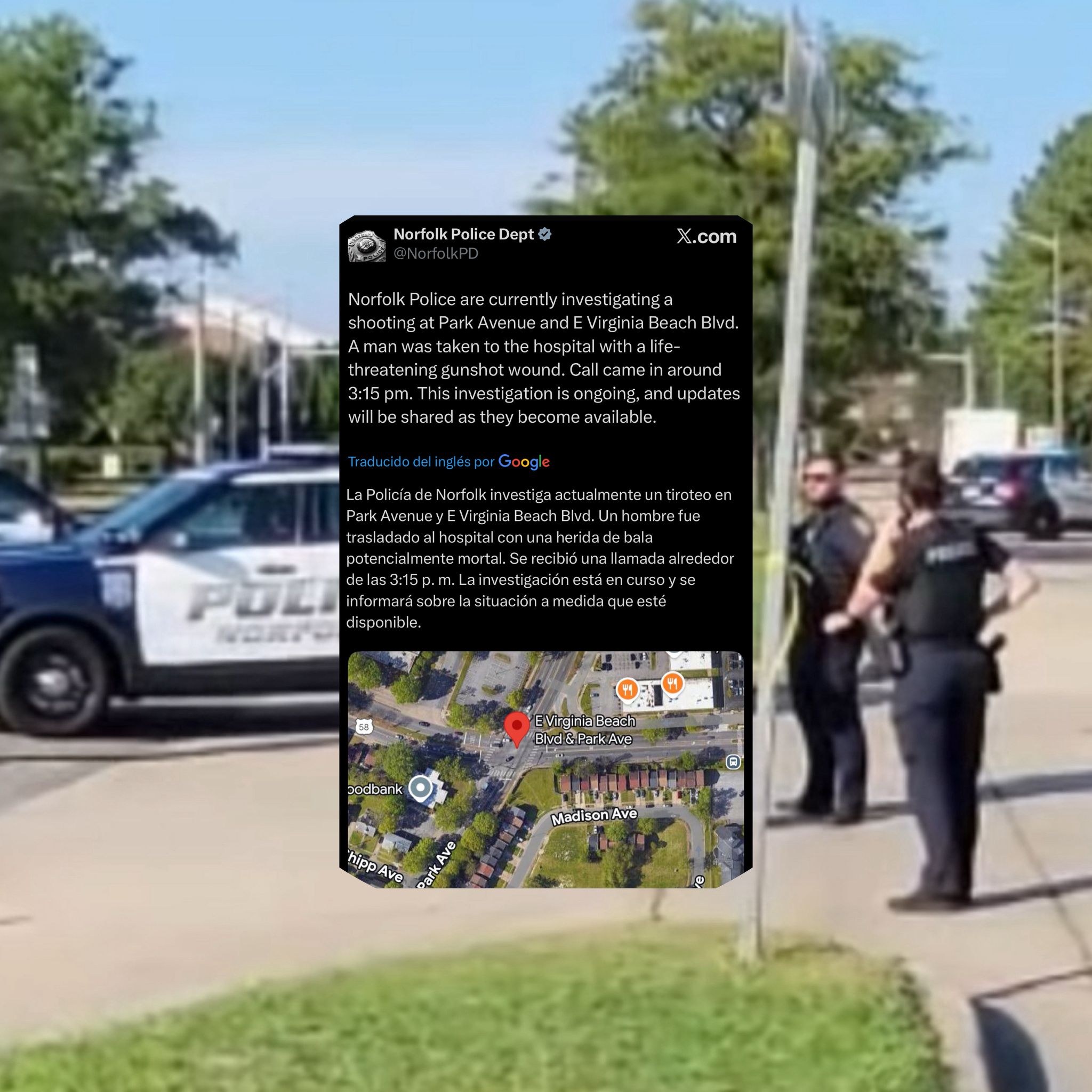 Hombre resulta gravemente herido tras tiroteo registrado en Norfolk VA