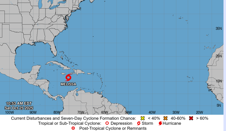 Melissa se aleja de RD y podría intensificarse rápidamente a peligroso huracán en el Caribe