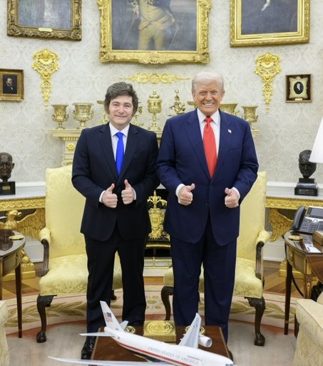 Trump recibe con elogios a Milei en la Casa Blanca: Es "un gran líder"