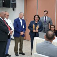 La presidenta de la Cámara de Cuentas, doctora Emma Polanco Melo, acompañada del vicepresidente Francisco Tamárez Florentino y del miembro del Pleno Francisco Franco, realizó un recorrido por los salones de evaluación.