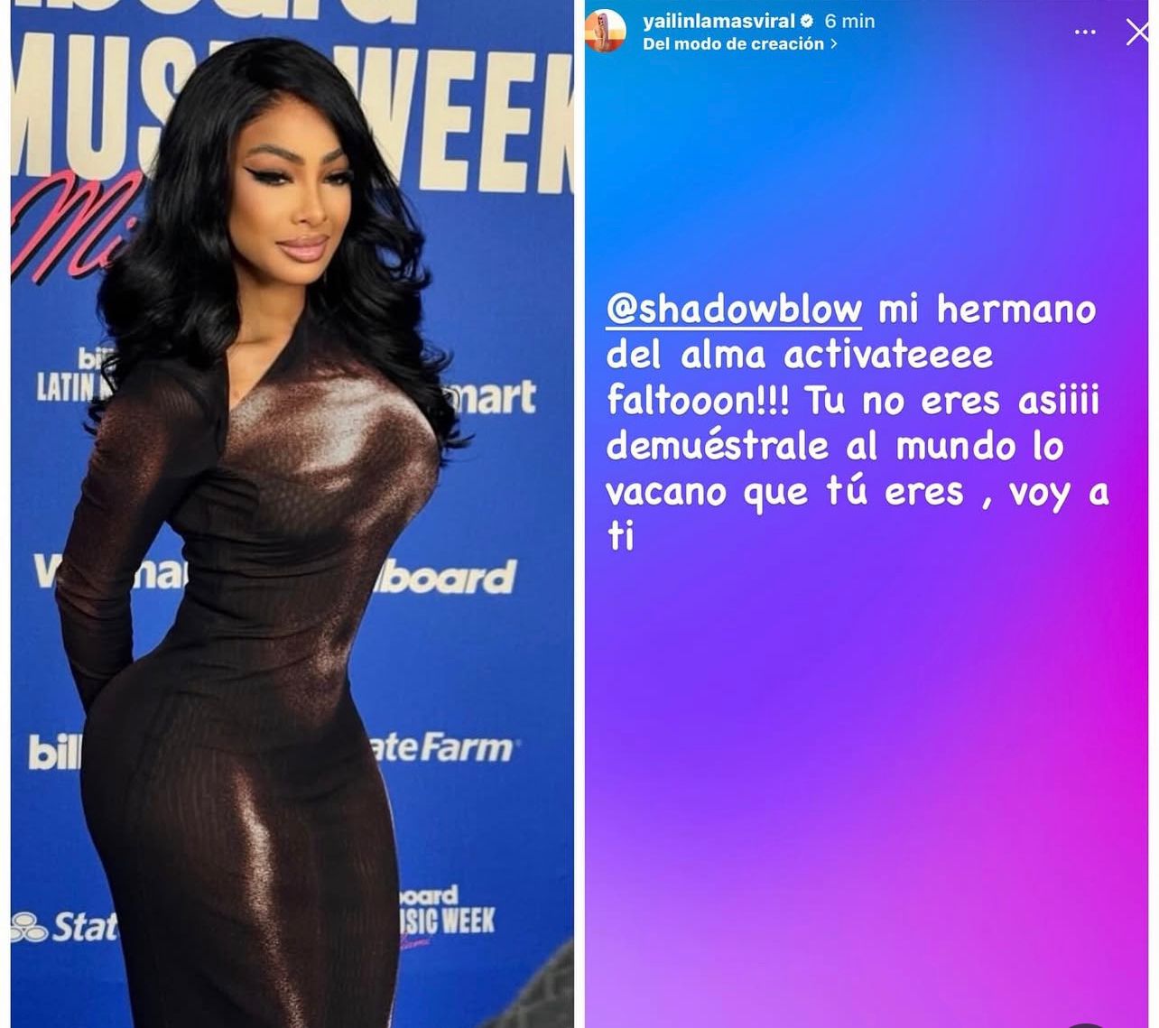 Yailin "La Más Viral" muestra su apoyo a Shadow Blow en redes sociales: “Voy a ti”