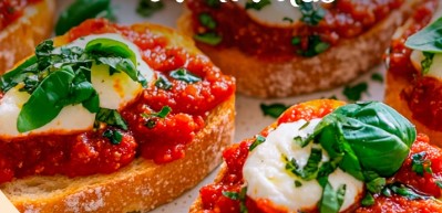 El secreto de la bruschetta perfecta con salsa de tomate y albahaca