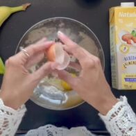 Panquecas de cambur y chocolate con Bebida de Almendras