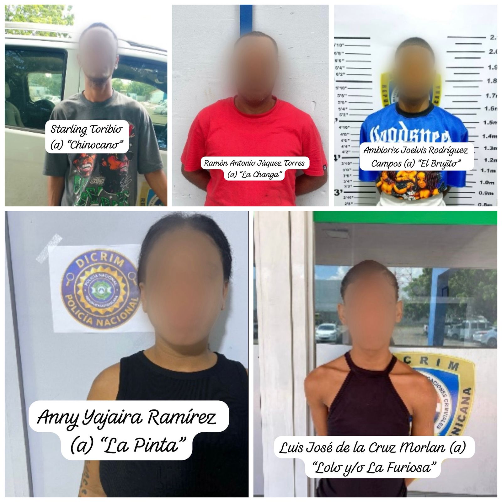 PN arresta a “El Brujito”, “La Changa”, “La Furiosa”, “La Pinta” y “Chinocano” por distintos robos en Santiago