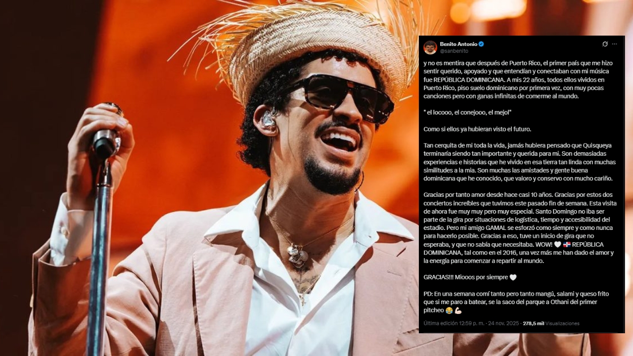Bad Bunny se desahoga en X: “Jamás pensé que Quisqueya sería tan importante para mí”