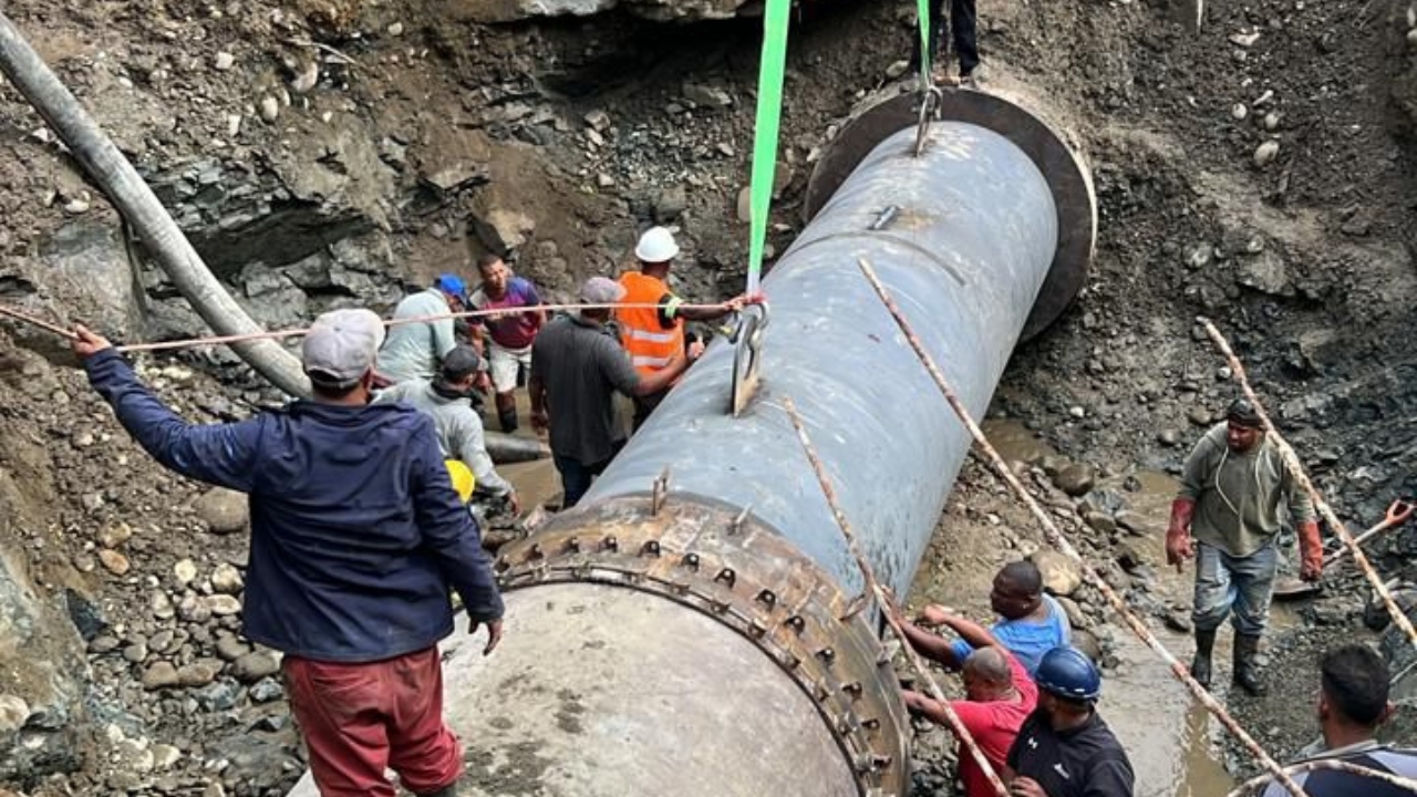 Coraasan e INAPA avanzan en solución definitiva de avería del tubo que abastece de agua a Santiago y Moca