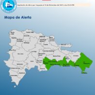 COE amplía alerta verde para seis provincias y el Distrito Nacional por vaguada y sistema frontal