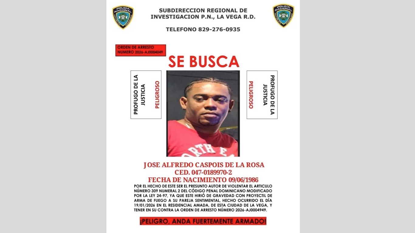 Policía Nacional busca a prófugo con orden de arresto en La Vega