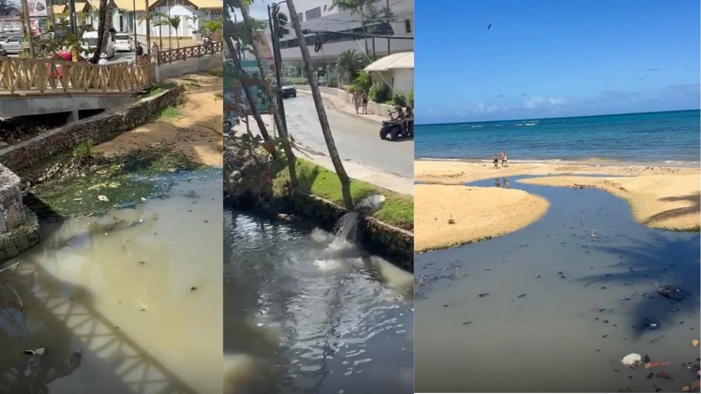 Denuncian vertido de aguas residuales al mar en las inmediaciones de Puerto Plaza, Las Terrenas