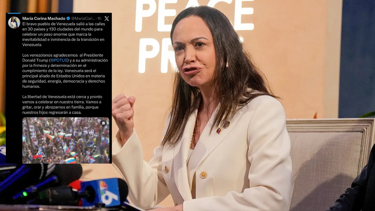 María Corina Machado afirma que la transición en Venezuela es “inminente” tras movilizaciones en 30 países