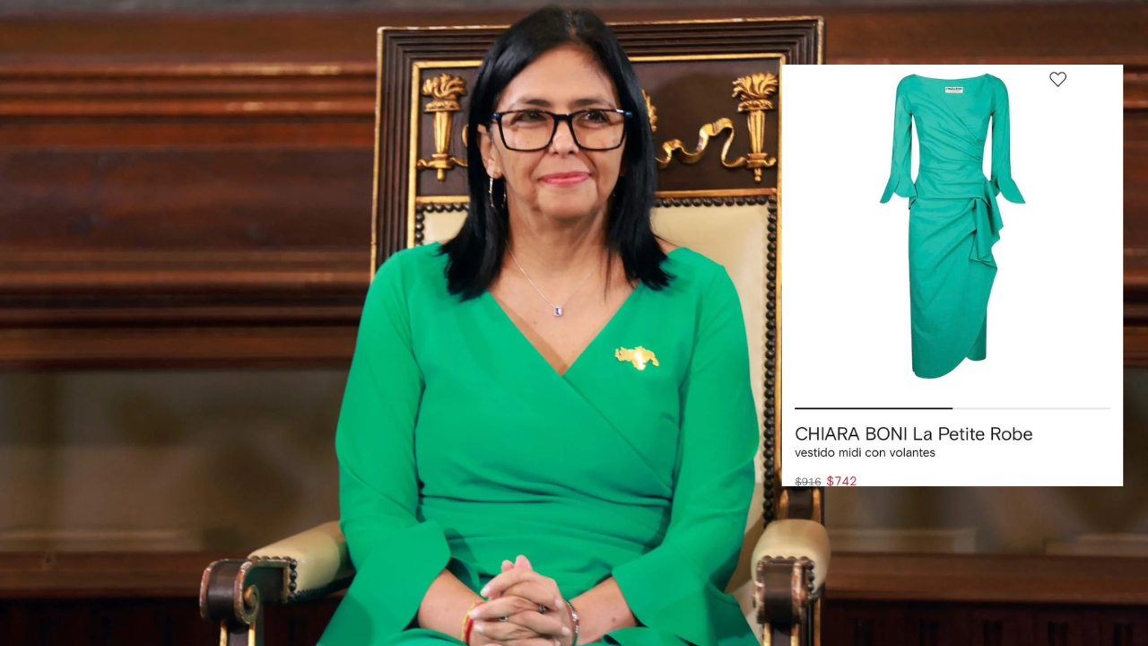 Polémica por vestido de Delcy Rodríguez en juramentación: Precio equivale a 147 años de salario mínimo en Venezuela
