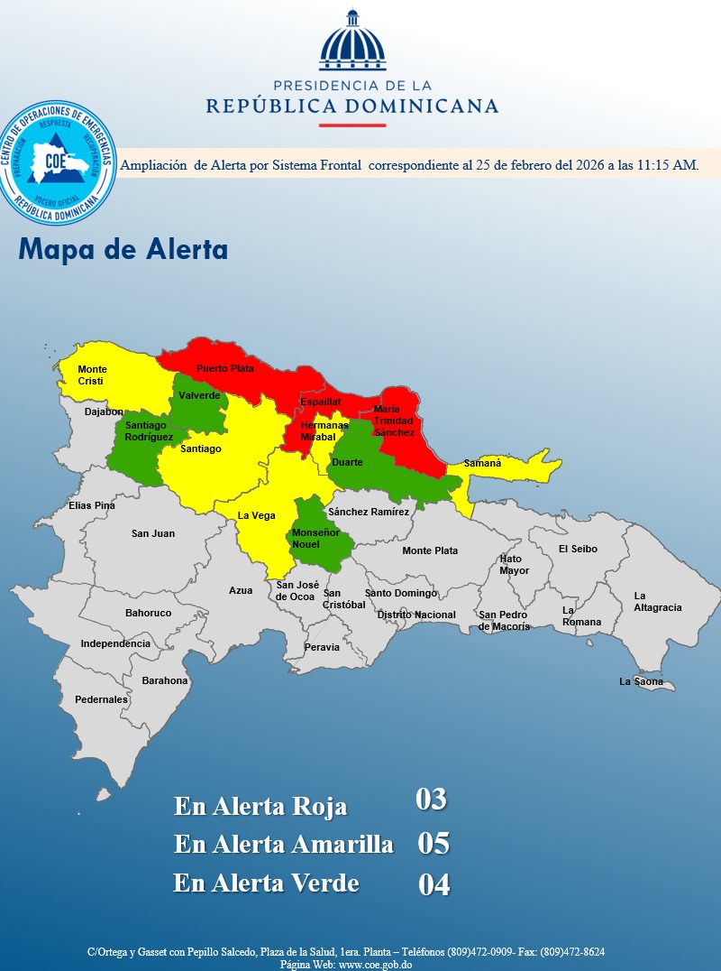 Sistema frontal mantiene lluvias fuertes y alertas meteorológicas en varias provincias