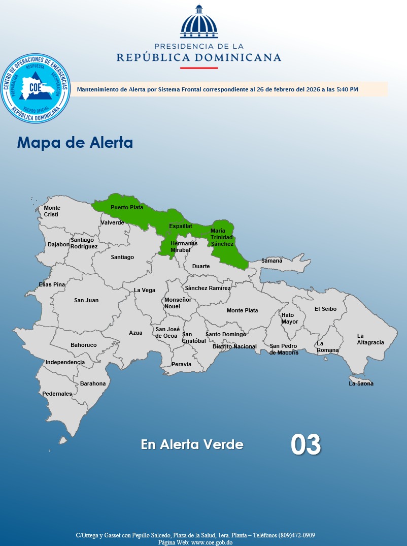 COE Mantiene Alerta Verde en Varias Provincias por Posibles Inundaciones y Crecidas de Ríos