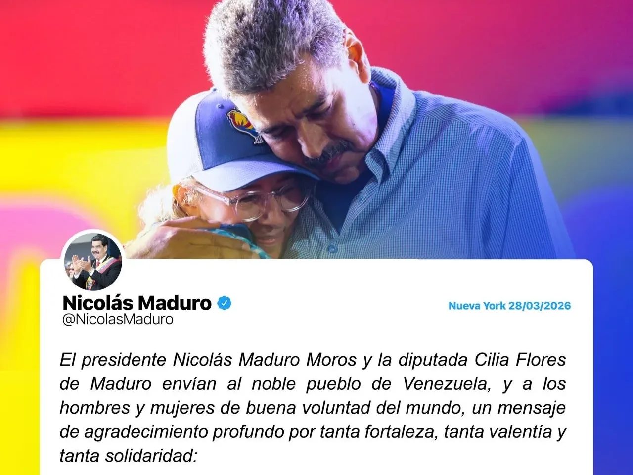 Maduro llama a la paz y la unión de Venezuela dos días después de su audiencia de juicio
