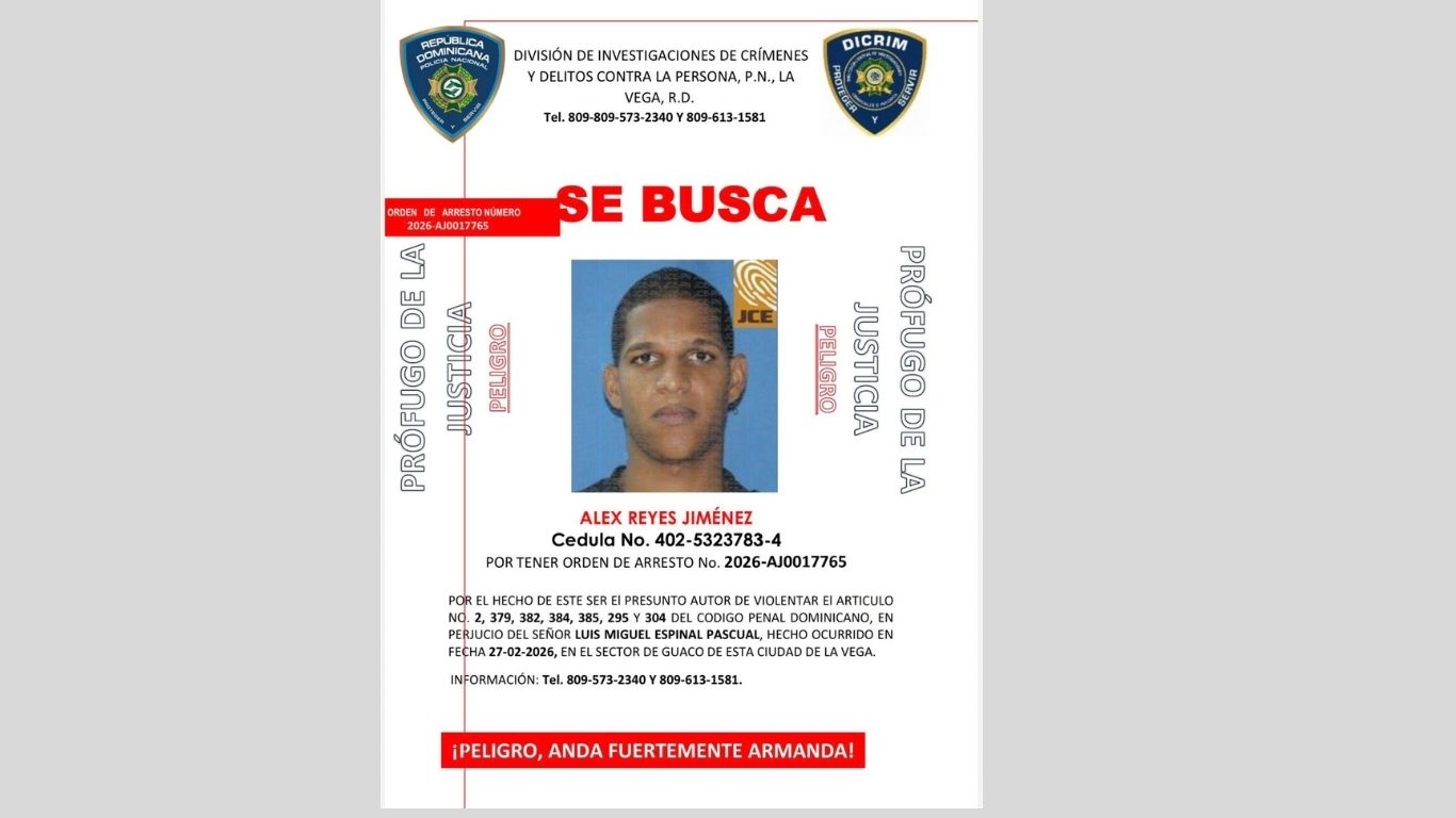 Policía busca a hombre acusado de violar varios artículos del Código Penal en La Vega