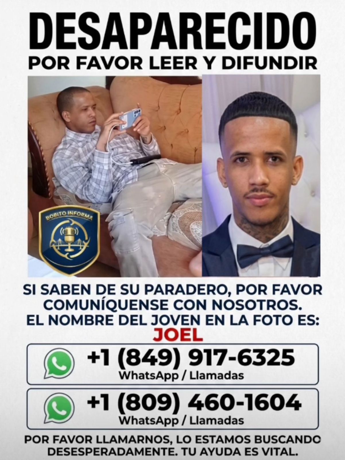 Reportan como desaparecido a joven con problemas mentales en Los Tres Brazos