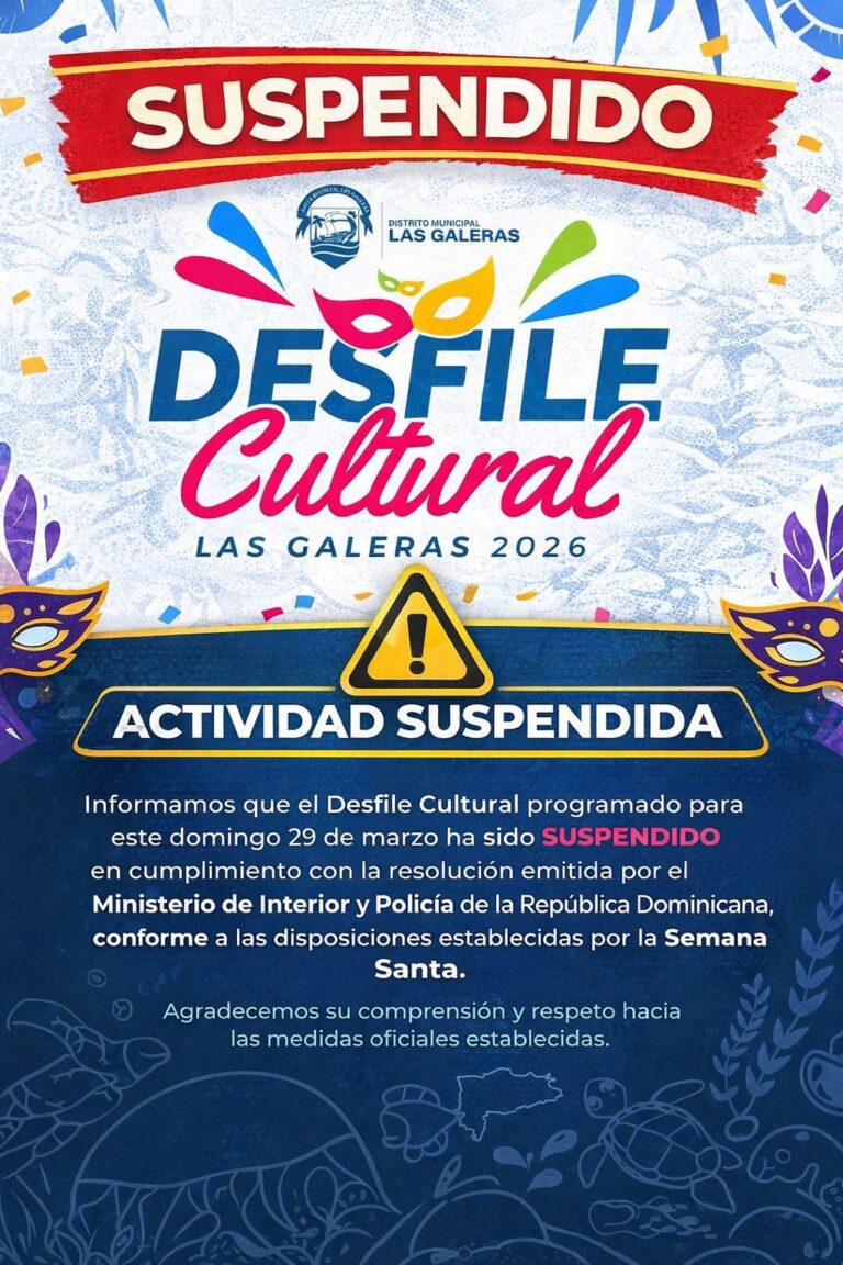 Suspenden Desfile Cultural Las Galeras 2026 por disposiciones de Semana Santa