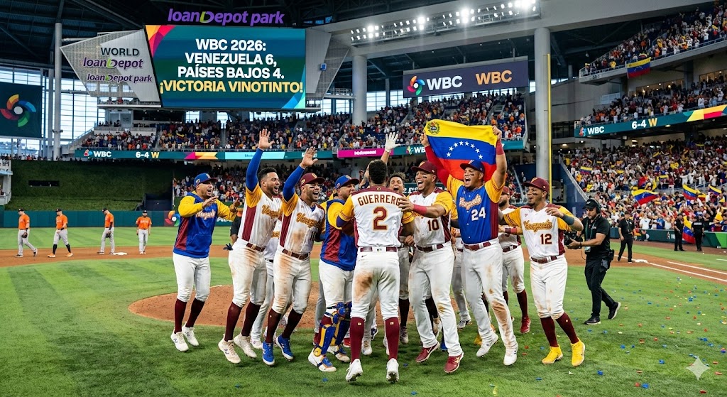 Fanáticos de Venezuela celebran victoria 6-4 ante Países Bajos en el Clásico Mundial de Béisbol 2026