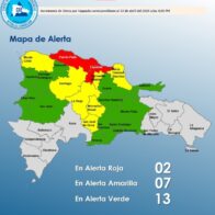 COE coloca 2 provincias en alerta roja y mantiene 7 en alerta amarilla