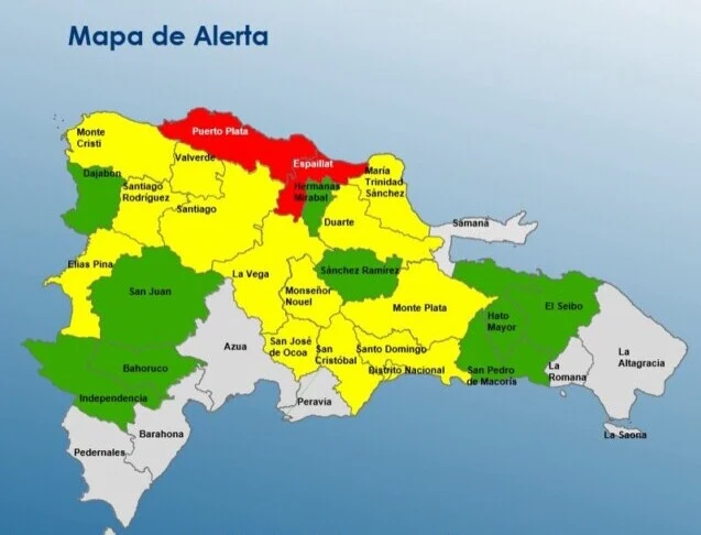 COE pone 2 provincias en alerta roja, 14 en amarilla y 9 en verde por lluvias: conoce cuáles son