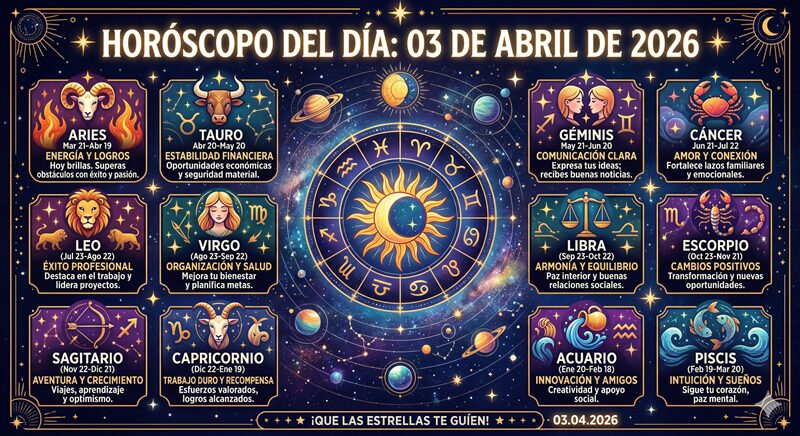 Horóscopo del 03 de abril de 2026