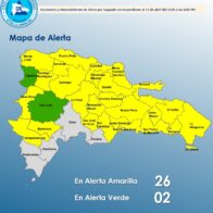 COE mantiene 26 provincias en alerta amarilla y 2 en verde por lluvias