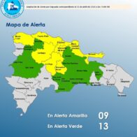 COE mantiene 9 provincias en amarilla y 13 en verde por lluvias este sábado