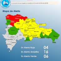 COE coloca 26 provincias en alerta por lluvias; cuatro en nivel rojo