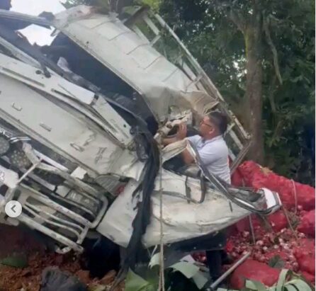 Accidente de camión en carretera Casabito deja un herido en La Vega