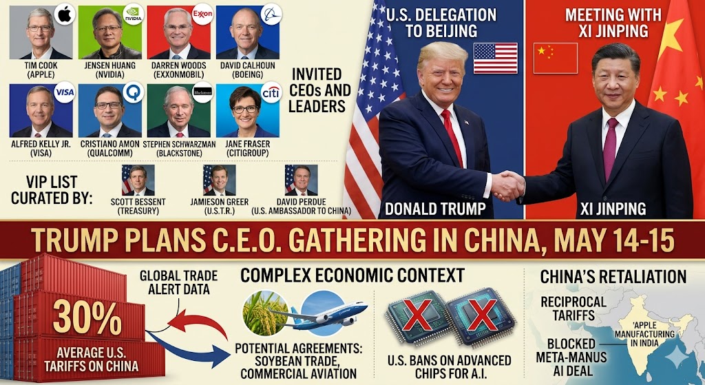 Trump planea invitar a CEOs de Apple, Nvidia y ExxonMobil a cumbre con Xi en China